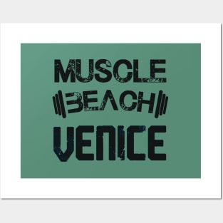 Muscle beach - Venice - California (dark lettering) Posters and Art